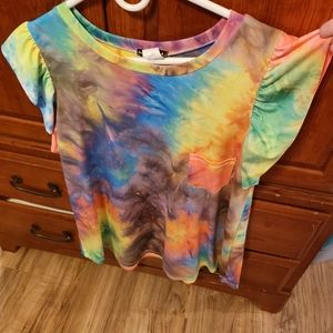 Tie dye ruffle top